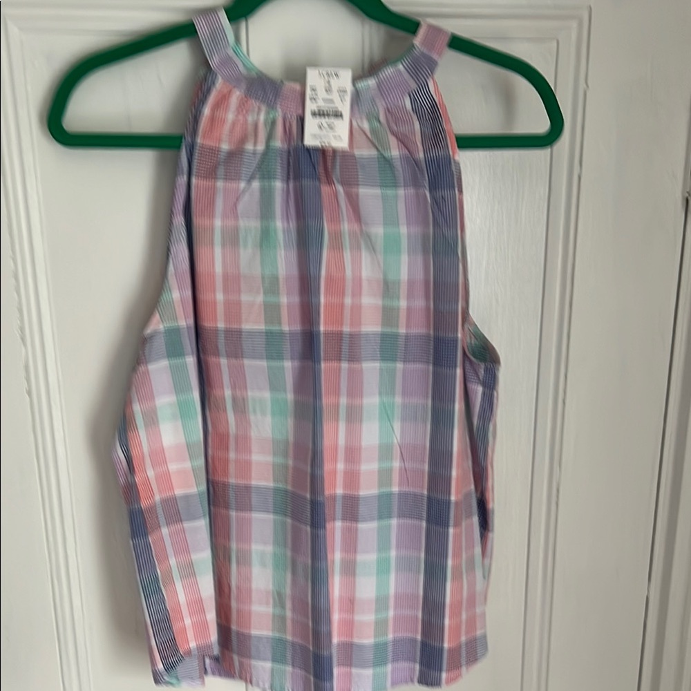 J. Crew Factory Pink and Purple Blouse Size Large Sleeveless Halter Style